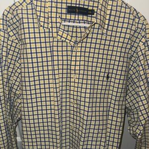 Ralph Lauren Men's Checkered Shirt in Yellow and Blue